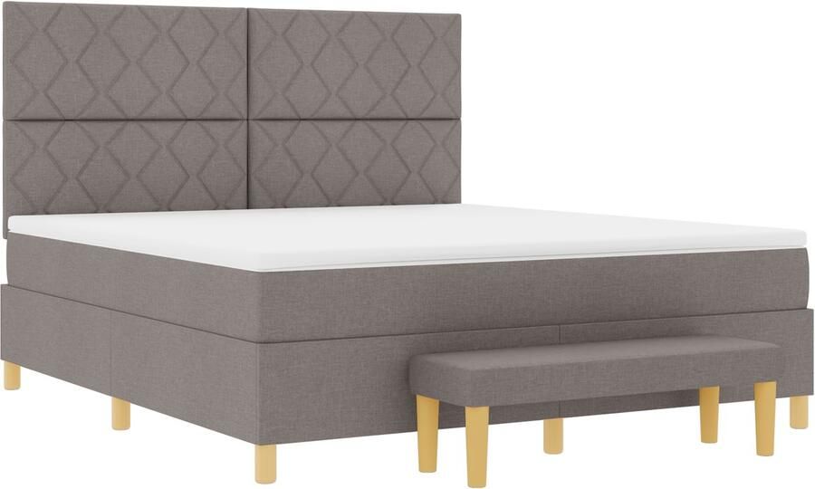 VidaXL Boxspring Bed met Matras & Bank Taupe 180x200 cm Stof