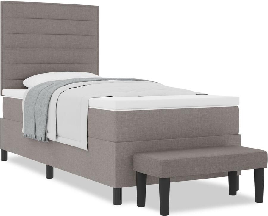 VidaXL Boxspring Bed met Matras & Bank Taupe 90x190 cm Stof