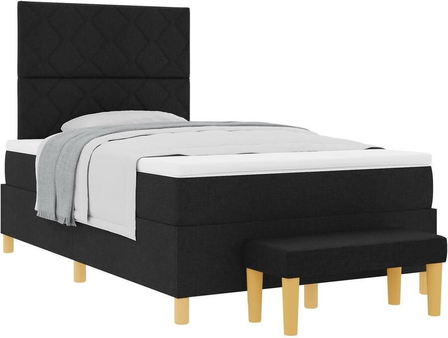VidaXL Boxspring bed met matras met hoofdeinde Zwart 120 x 200 cm Stof