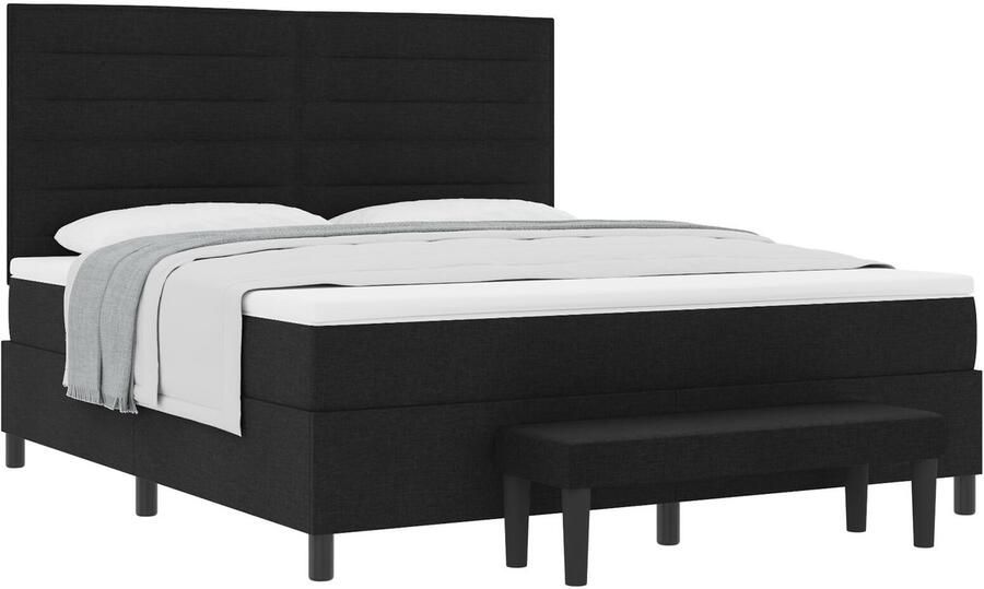VidaXL Boxspring bed met matras met hoofdeinde Zwart 180 x 200 cm Stof