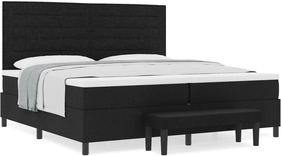 VidaXL Boxspring bed met matras met hoofdeinde Zwart 200 x 200 cm Stof