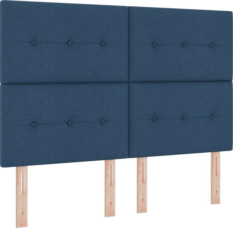 VidaXL Bedframe met matras Blauw Stof 140 x 190 cm Bedframe