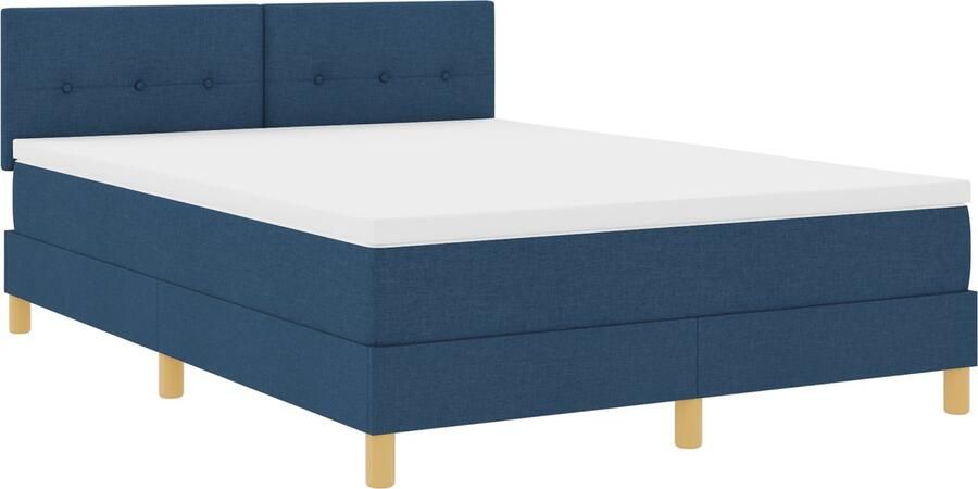 VidaXL Boxspring Bed met Matras & LED Blauw 140x190 cm Stof