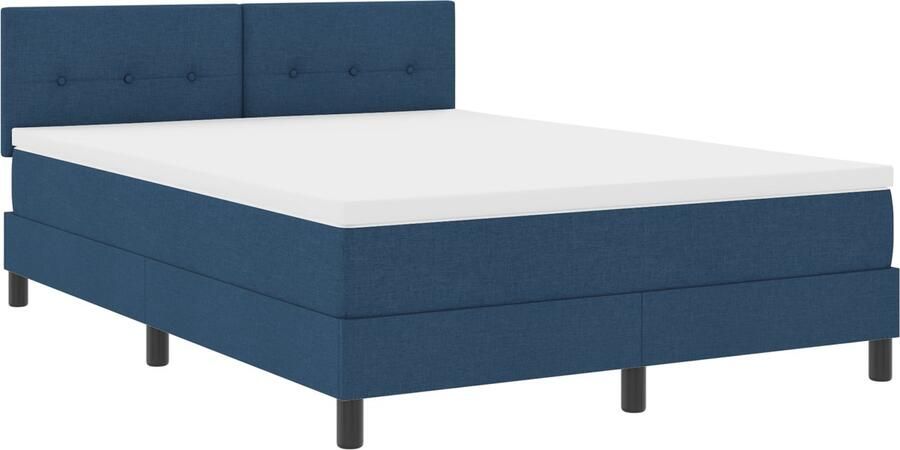 VidaXL Boxspring Bed met Matras & LED Blauw 160x200 cm Stof