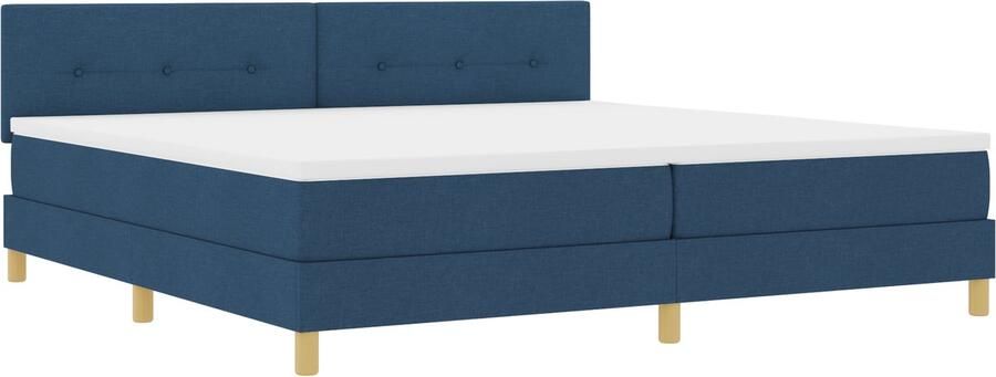 VidaXL Boxspring bed met matras met hoofdeinde Blauw 200 x 200 cm Stof - Foto 5