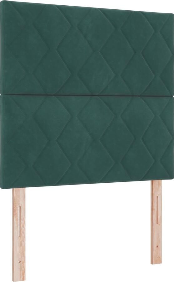 VidaXL Boxspringbed met Matras & LED Donkergroen 100x200 cm Fluweel