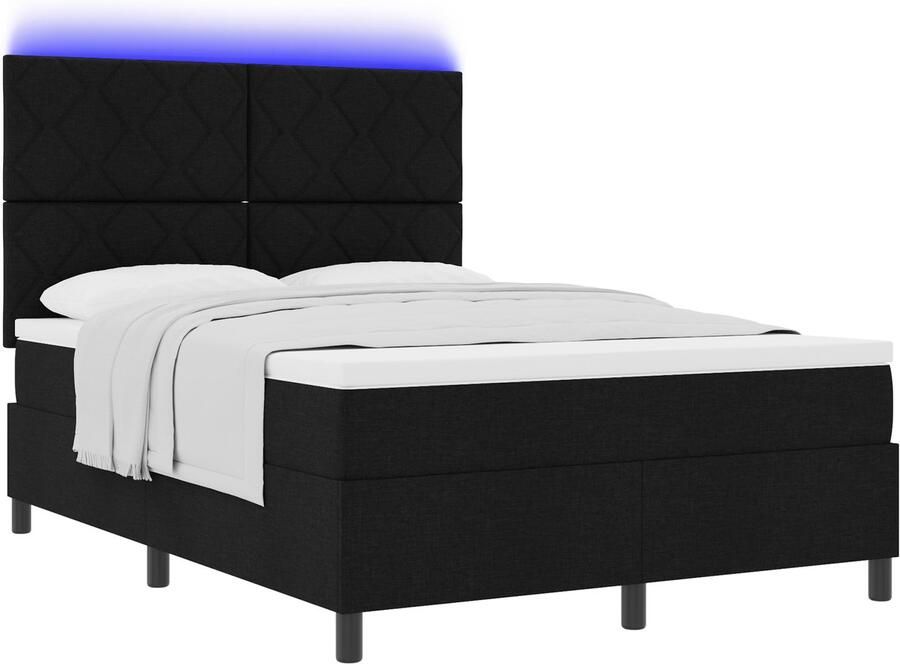 VidaXL Boxspring Bed met Matras en LED in het zwart 160 x 200 cm stof