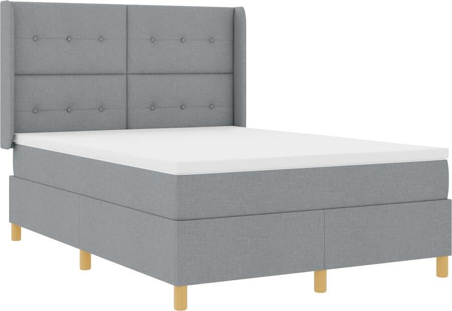 VidaXL Boxspring Bed met Matras Lichtgrijs 140x190 cm Stof