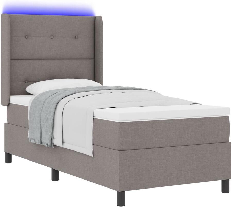 VidaXL Boxspringbed met Matras&LED Donkerbruin 80x200 cm Stof Set van 6 - Foto 2