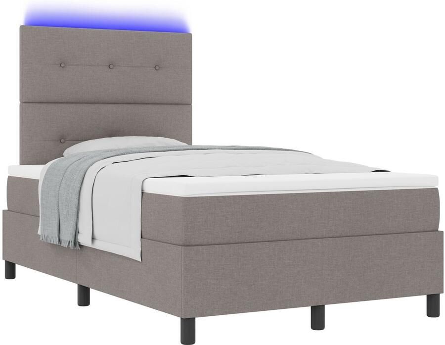 VidaXL Boxspringbed met Matras en LED Taupe 120 x 200 cm Stof - Foto 2