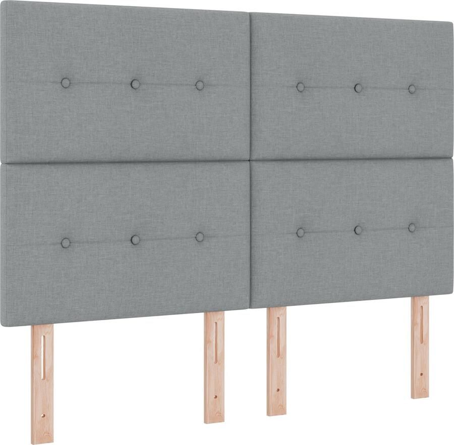 VidaXL Boxspringbed met Matras en LED Licht Grijs 140 x 190 cm Stof