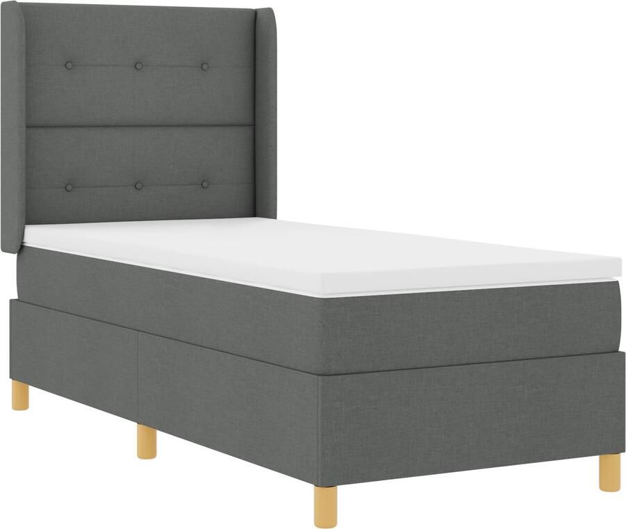 VidaXL Boxspringbed met Matras Donkergrijs 90 x 200 cm Stof