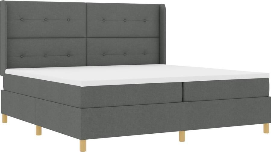 VidaXL Boxspringbed met Matras & LED Donkergrijs 200x200 cm Stof
