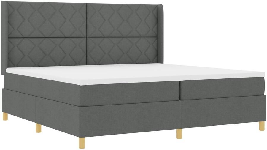 VidaXL Boxspringbed met Matras & LED Donkergrijs 200x200 cm Stof