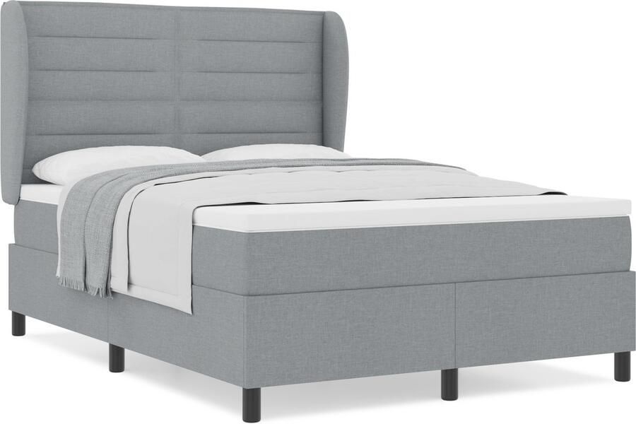 VidaXL Boxspring Bed met Matras Licht Grijs 140x200 cm Stof
