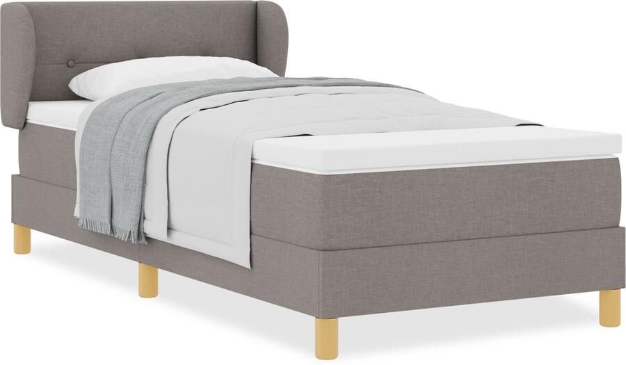 VidaXL Boxspringbed met Matras Crème 90x200 cm Stof Taupe 80 x 200 cm - Foto 2