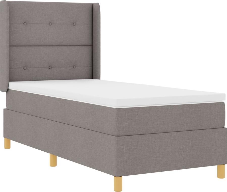 VidaXL Boxspring Bed met Matras Taupe 90x200 cm Stoffering