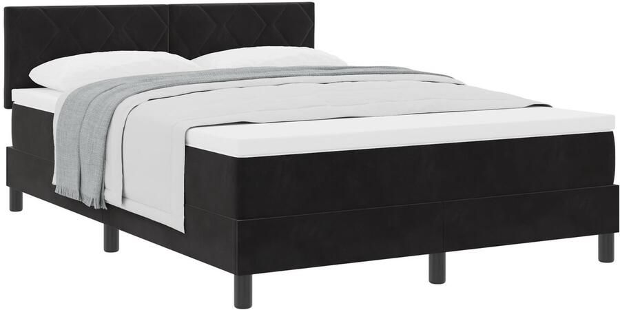 VidaXL Boxspringbed met Matras Donkergrijs 80x200 cm Fluweel Zwart