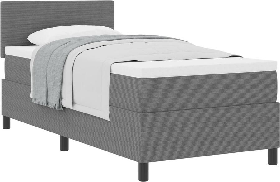 VidaXL Boxspring Bed met Matras Licht Grijs 100x200 cm Corduroy