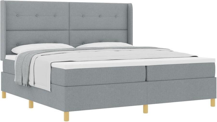 VidaXL Boxspring Bed met Matras Licht Grijs 200x200 cm Stoffering