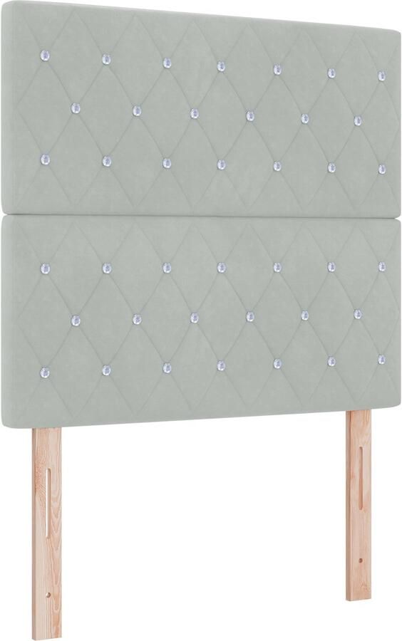 VidaXL Hoofdbord Kristallen Knop Getuft Lichtgrijs 90 cm Fluwelen Hoofdbord Kristallen Knop Getuft Lichtgrijs 180 cm Fluwelen