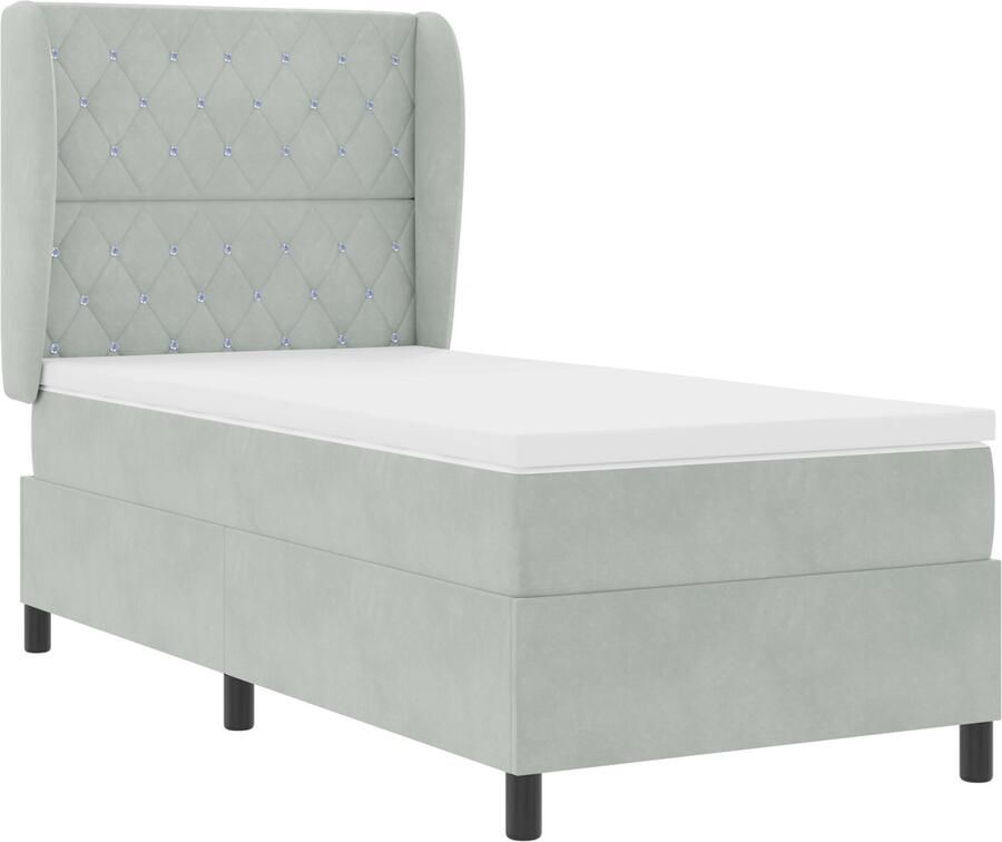 VidaXL Boxspring bed met matras Lichtgrijs 100 x 200 cm Fluweel