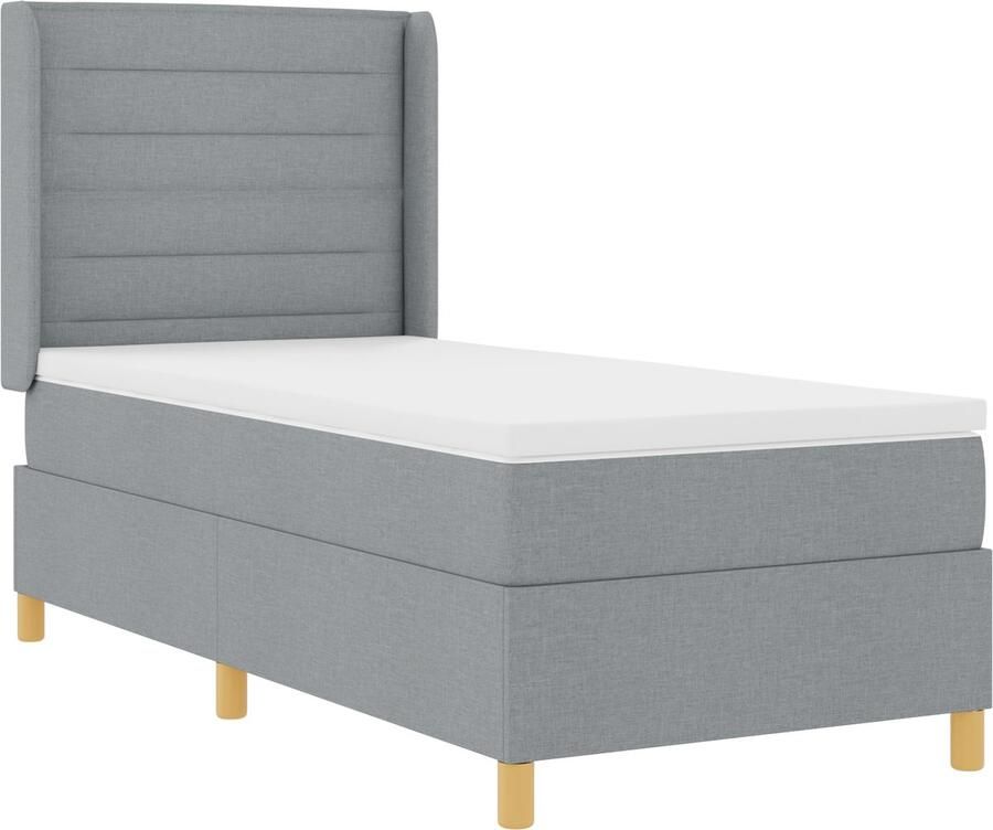 VidaXL Boxspringbed met Matras Lichtgrijs 90 x 190 cm Stof