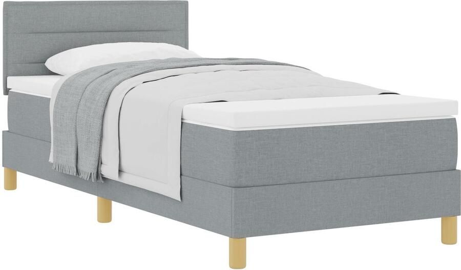 VidaXL Boxspringbed met matras met matras Lichtgrijs 90 x 200 cm Stof - Foto 2