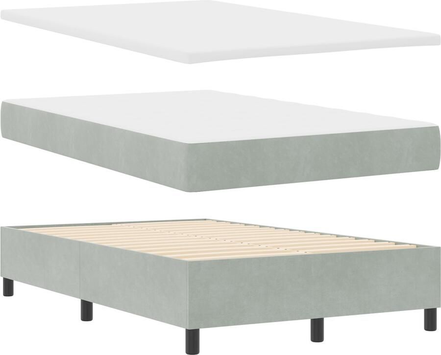 VidaXL Boxspring Bed met Matras & Bank Lichtgrijs 120x190 cm Fluweel