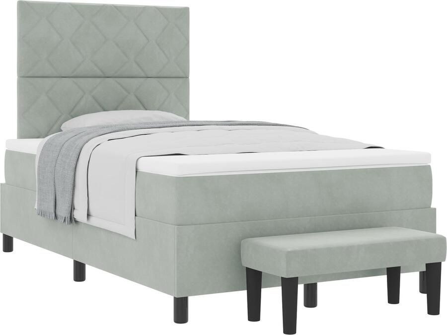 VidaXL Boxspringbed met Matras & Bank Lichtgrijs 120x190 cm Fluweel