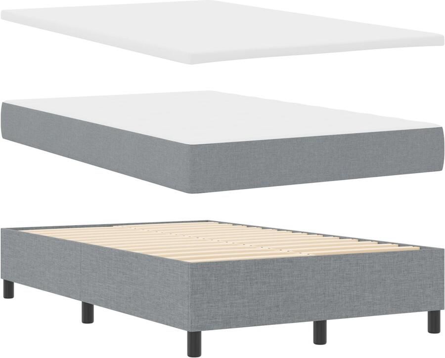 VidaXL Boxspring Bed met Matras en Bank Lichtgrijs 120x190 cm Stof