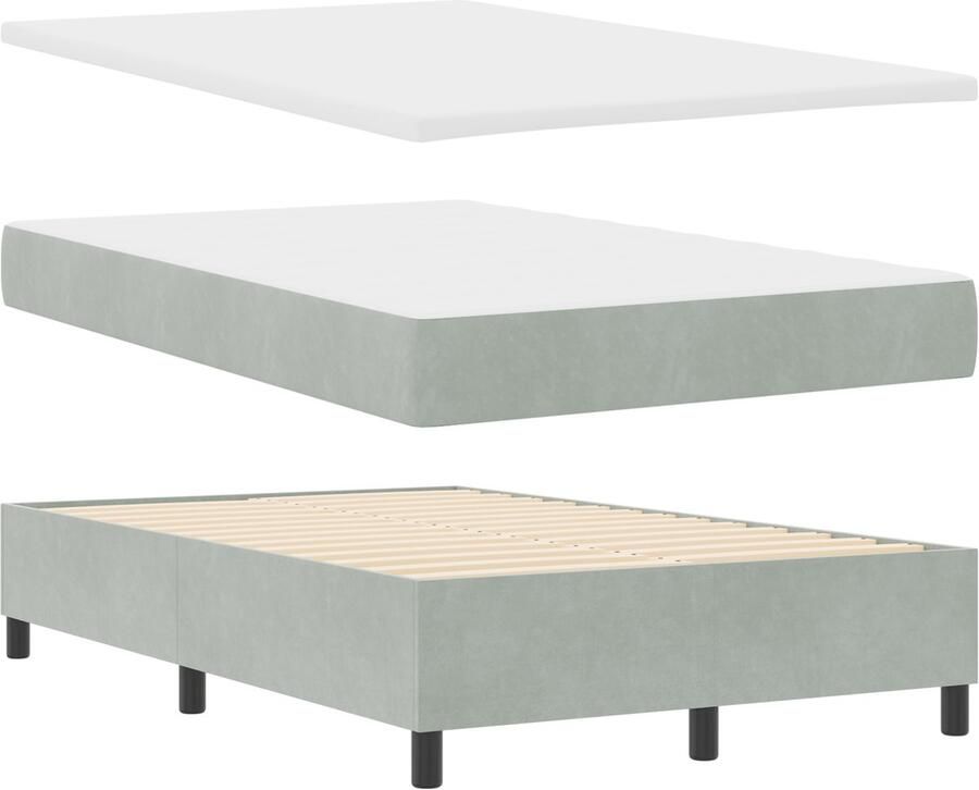 VidaXL Boxspringbed met Matras en Bank Lichtgrijs 120x200 cm Velvet