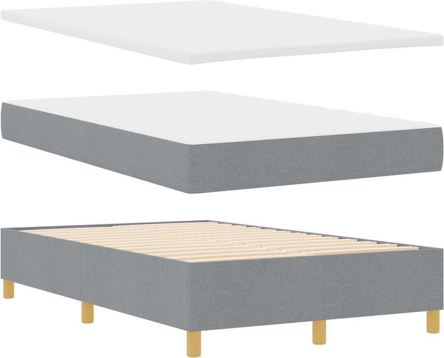 VidaXL Boxspringbed met Matras & Bank Lichtgrijs 120x200 cm Stof