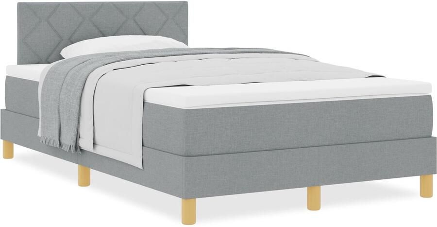 VidaXL Boxspringbed met matras met matras Lichtgrijs 120 x 190 cm Stof - Foto 2