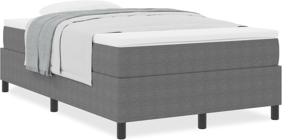VidaXL Boxspring Bed met Matras in Lichtgrijs 120 x 200 cm van corduroy stof - Foto 2