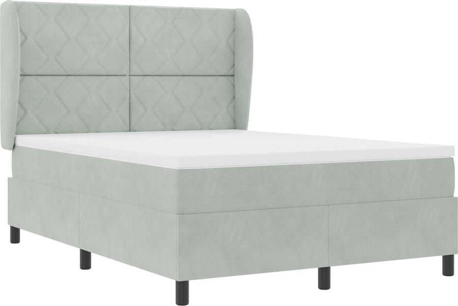 VidaXL Boxspring bed met matras Lichtgrijs 140 x 190 cm Fluweel