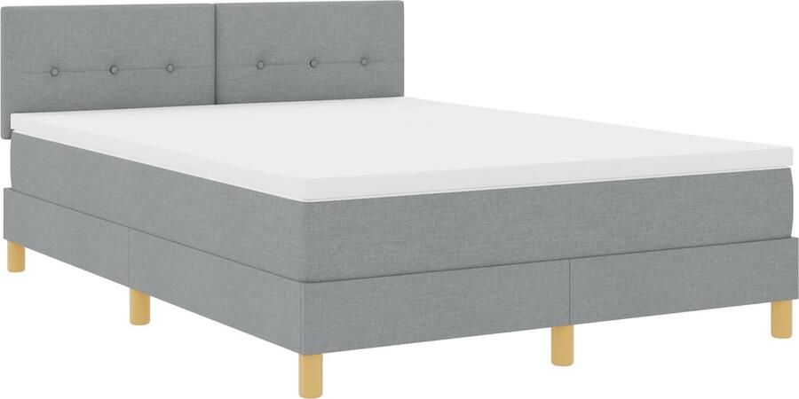 VidaXL Boxspringbed met Matras & LED Licht Grijs 140x190 cm Stof