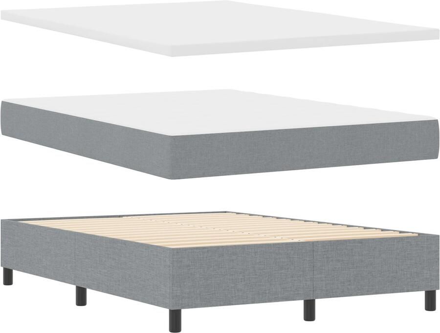VidaXL Boxspring Bed met Matras & Bank Licht Grijs 140x190 cm Stof