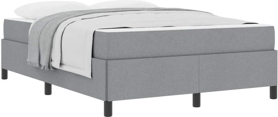 VidaXL Boxspring bed met matras Lichtgrijs 140 x 190 cm Stof - Foto 2