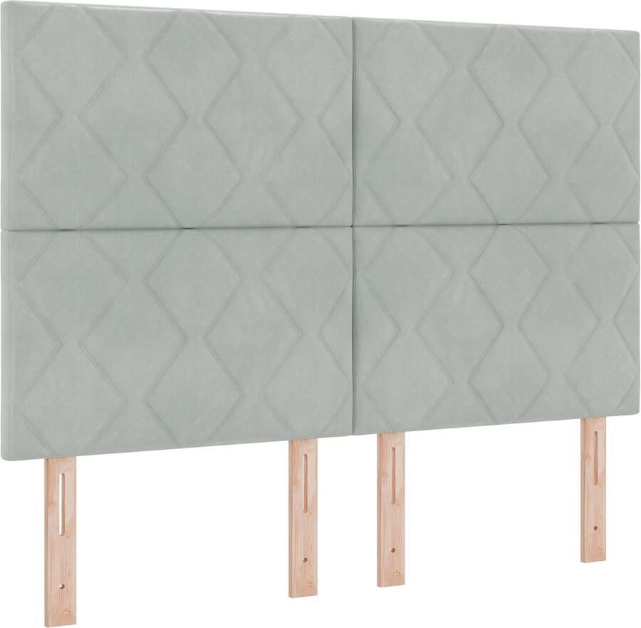 VidaXL Boxspring bed met matras Lichtgrijs 140 x 190 cm Fluweel