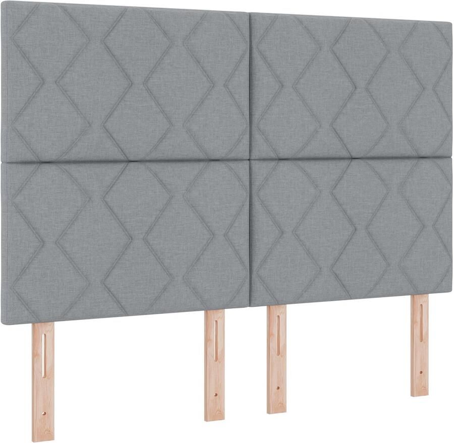 VidaXL Boxspringbed met Matras & LED Licht in Lichtgrijs 140 x 200 cm Stof