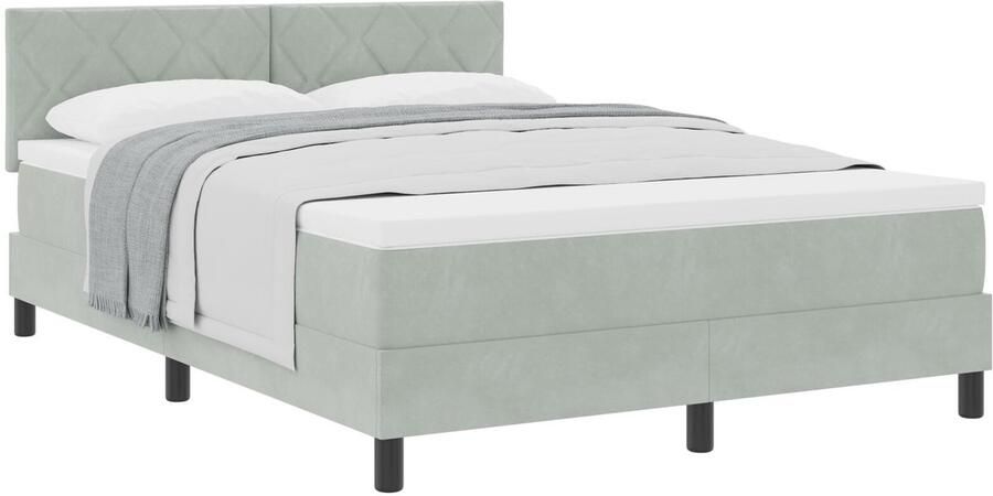 VidaXL Boxspringbed met Matras met matras Lichtgrijs 140 x 200 cm Stof - Foto 2