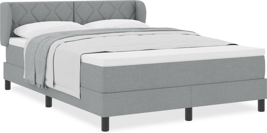VidaXL Boxspringbed met matras met matras Lichtgrijs 140 x 200 cm Stof - Foto 2