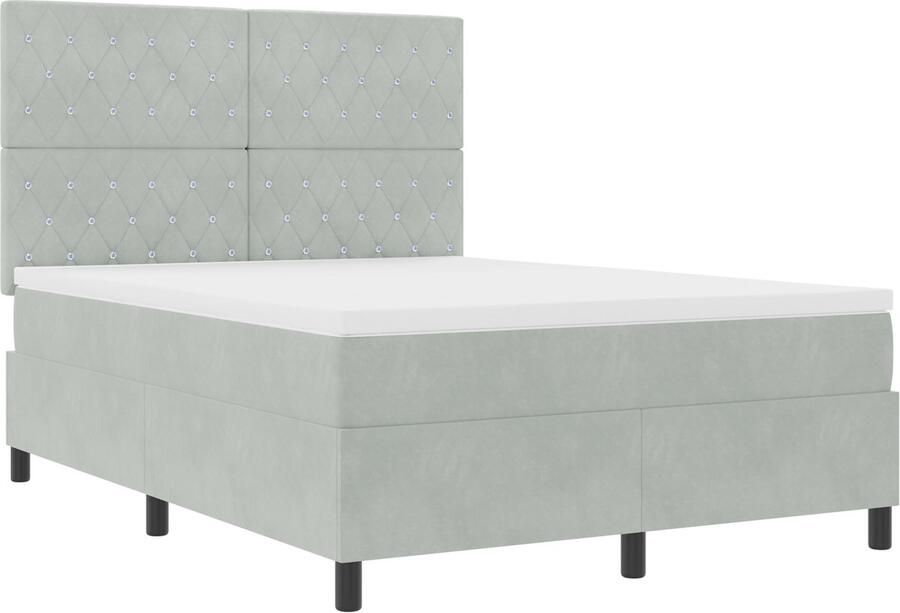 VidaXL Boxspringbed met Matras & LED Licht Grijs 160x200 cm Fluweel