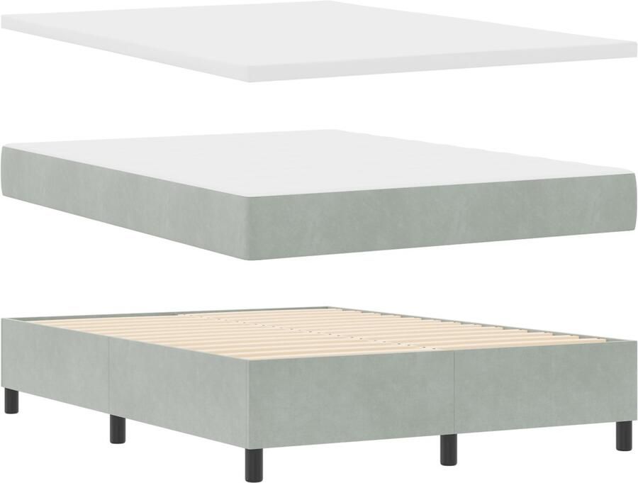 VidaXL Boxspringbed met matras & bank lichtgrijs 140x200 cm velvet