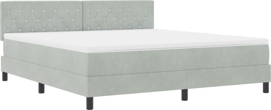 VidaXL Boxspring Bed met Matras & LED Lichtgrijs 180x200 cm Fluweel