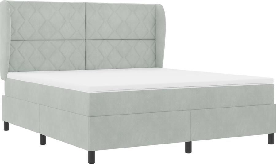 VidaXL Boxspring bed met matras Lichtgrijs 180 x 200 cm Fluweel