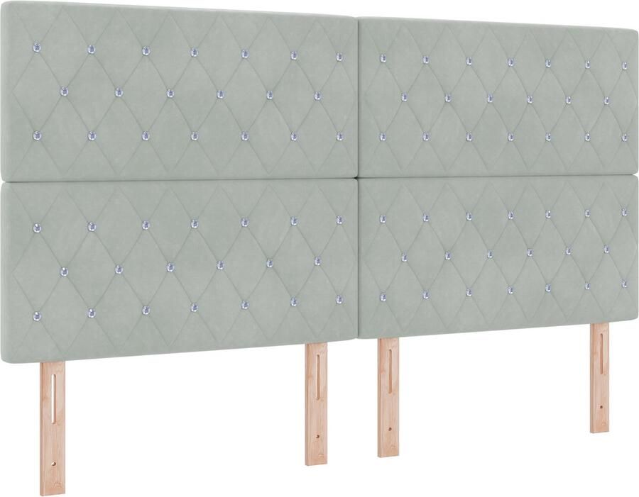 VidaXL Boxspring Bed met Matras & LED Lichtgrijs 180x200 cm Fluweel - Foto 4