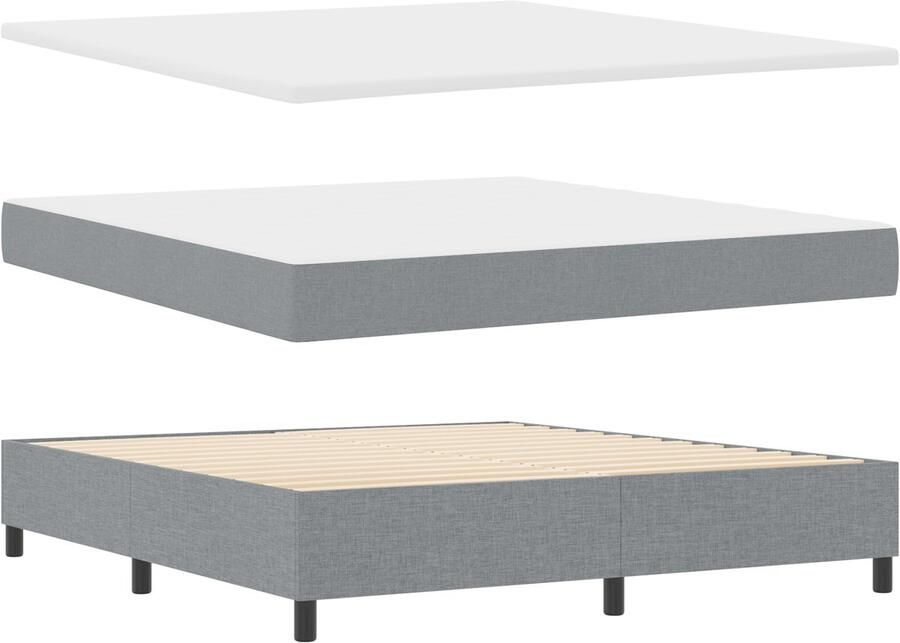 VidaXL Boxspring Bed met Matras & Bank Licht Grijs 180x200 cm Stof