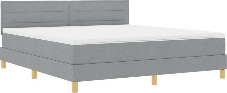 VidaXL Boxspring Bed met Matras Lichtgrijs 180x200 cm Stof - Foto 2